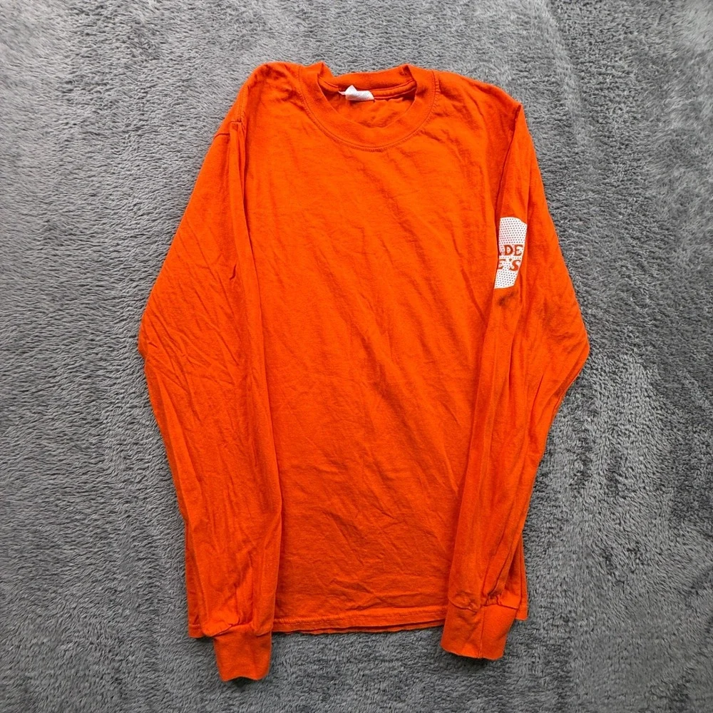 Trader Joe's Crew Employee Work Shirt NWOT Crew Neck Long Sleeve Uni S Orange